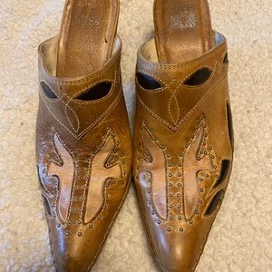 Vintage leather western clogs